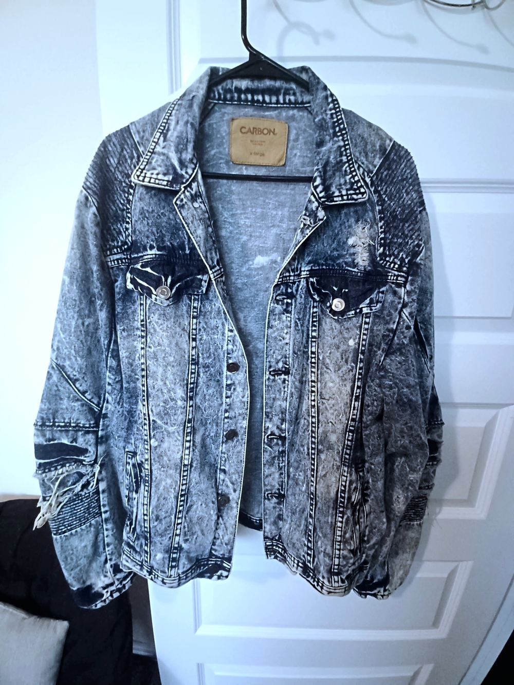 Carbon Men’s Acid Wash Denim Jacket - XL-(Blue)